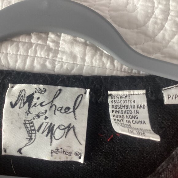 Vintage 90s Michael Simon Petite Size P Christmas Cardigan Sweater With Embroide - Picture 3 of 14